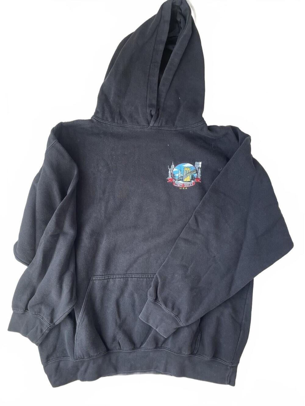 Brandy Melville John Galt Black New York USA Graphic Hoodie Sweatshirt OS
